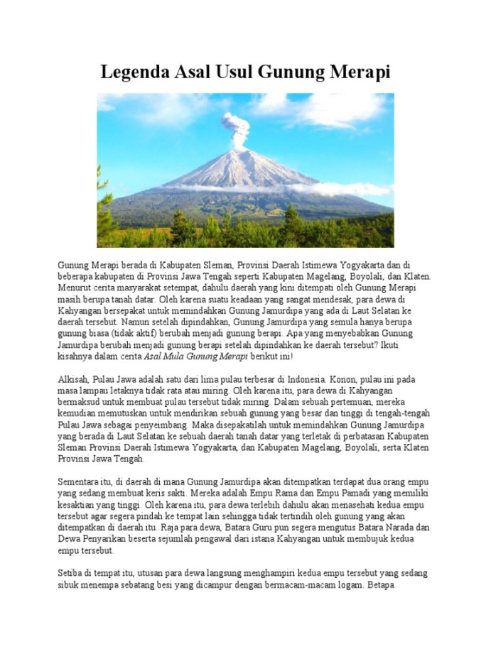 Legenda Asal Usul Gunung Merapi PDF Legenda Asal Usul Gunung Merapi PDF