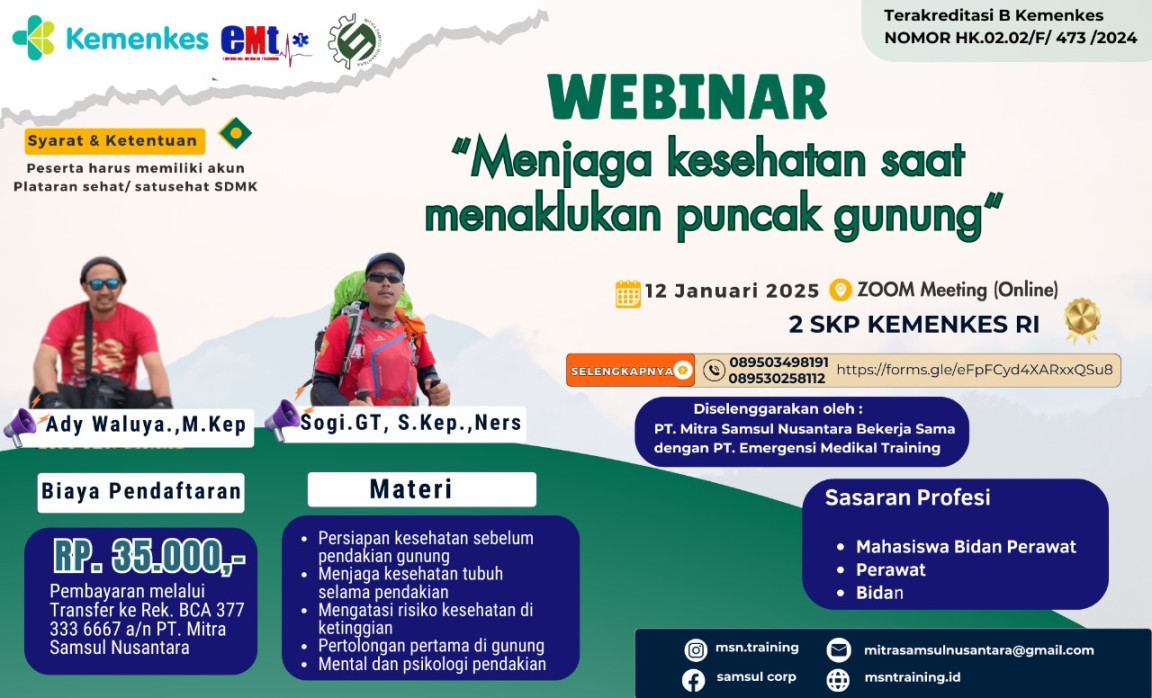 Webinar Menjaga Kesehatan saat Menaklukan Puncak Gunung - LMS Kemkes Webinar Menjaga Kesehatan saat Menaklukan Puncak Gunung - LMS Kemkes